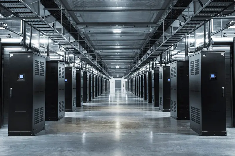 Server aisle inside a data center