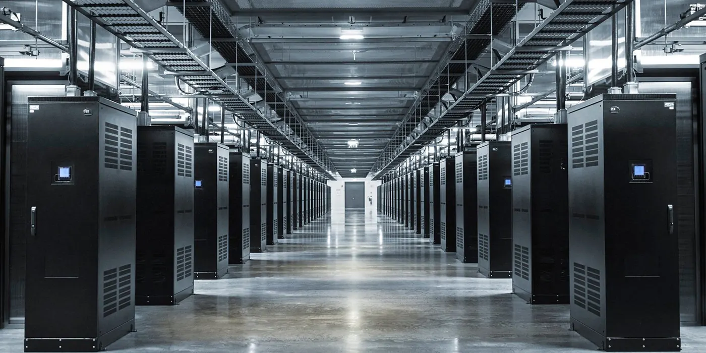 Server aisle inside a data center
